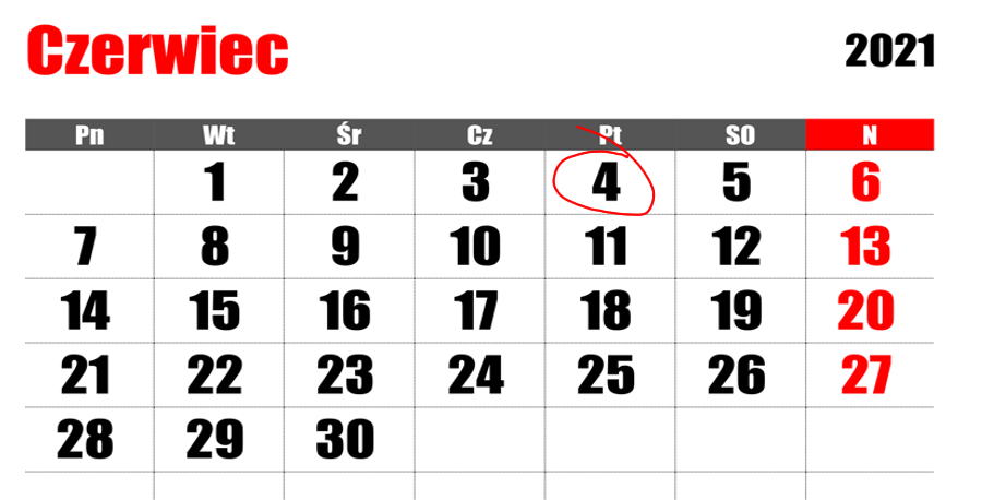4 czerwca nie pracjemy