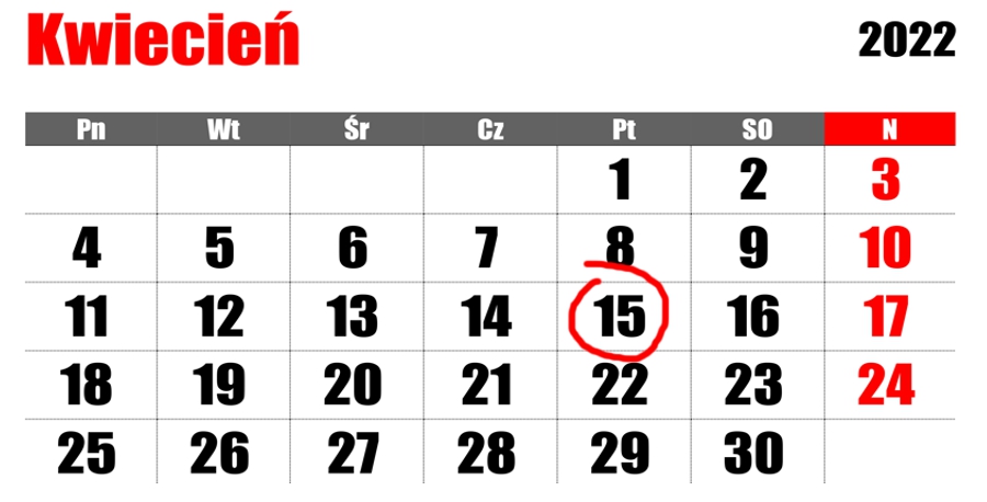15 kwietnia nie pracujemy