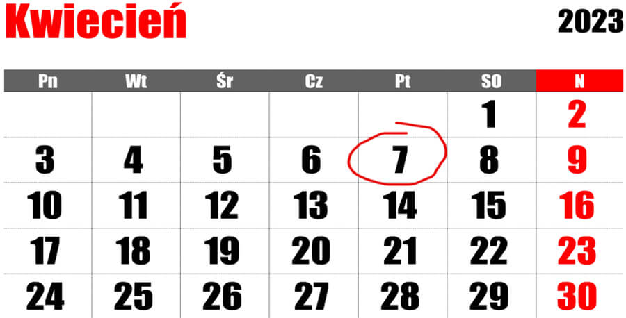 7 kwietnia nie pracujemy