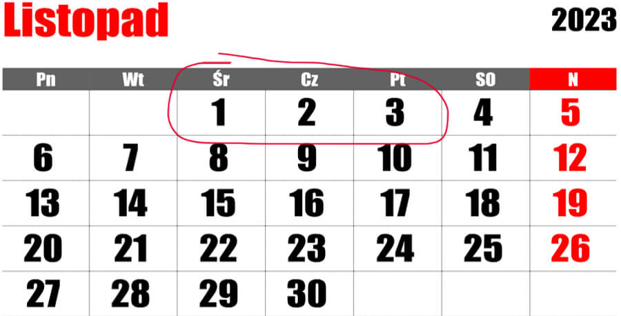 Długi weekend listopadowy 2023